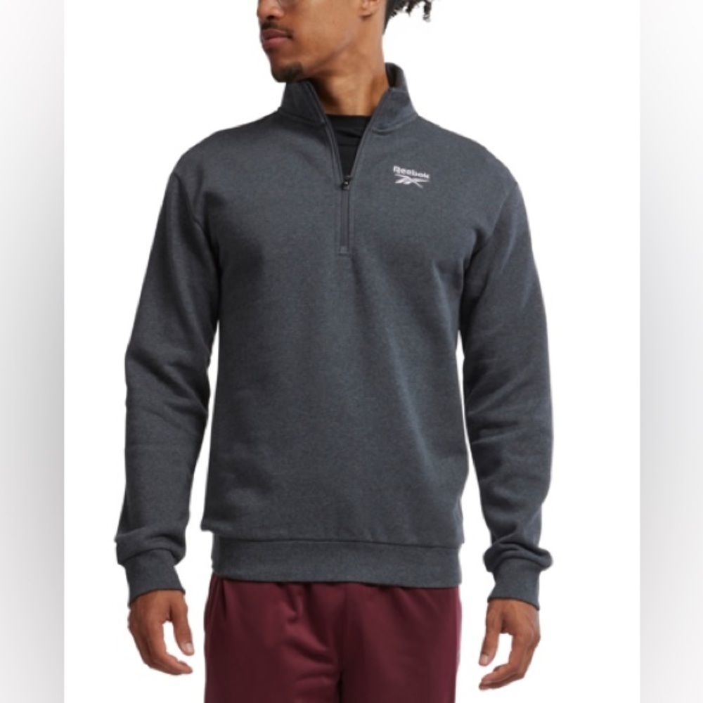 NWT Reebok Identity 1/4 zip Fleece Sweatshirt Sz M Grey